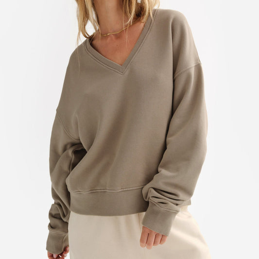 Organic Fleece V-Neck Sweatshirt