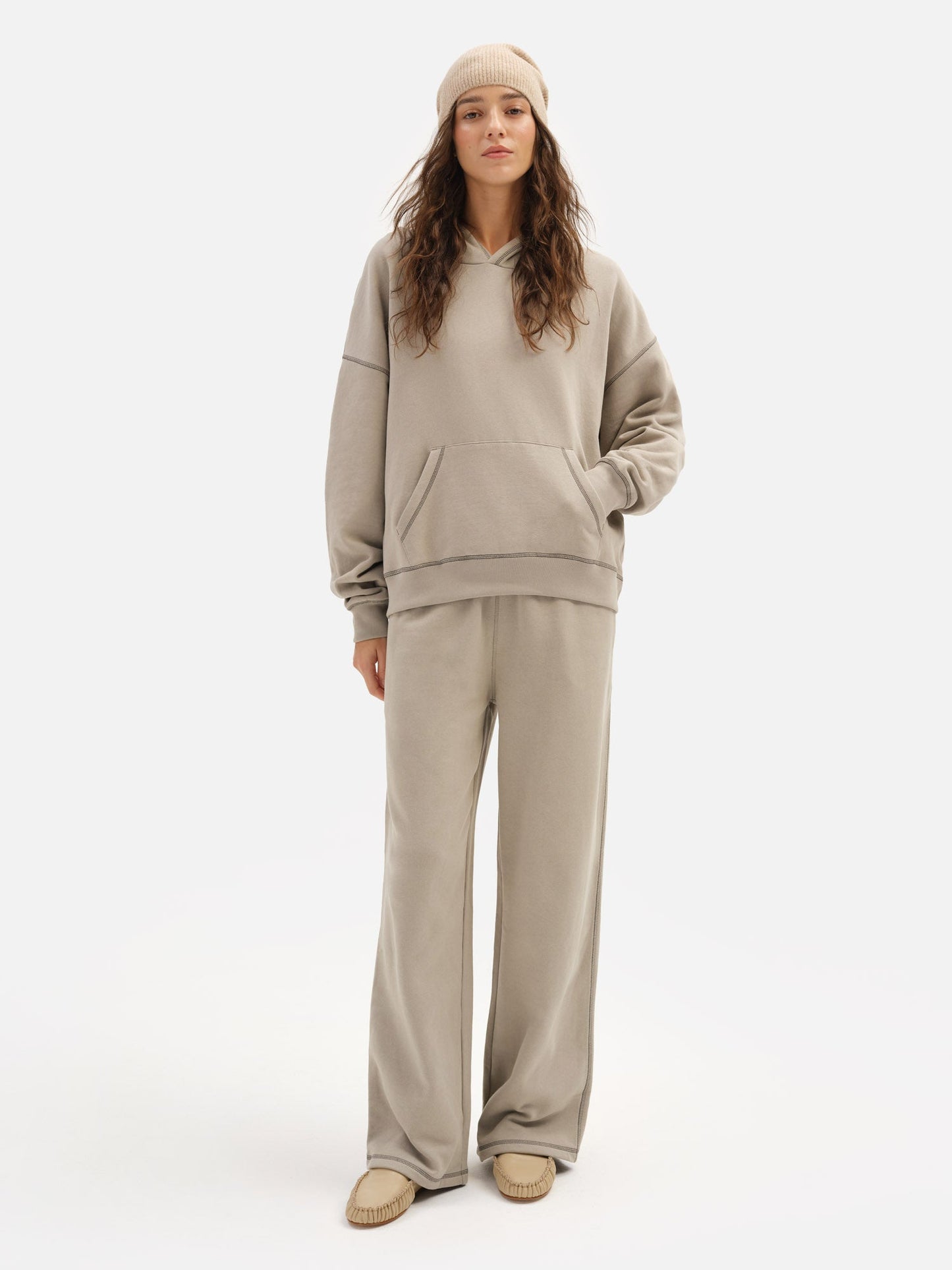 Organic Fleece Contrast Straight Leg Sweatpant